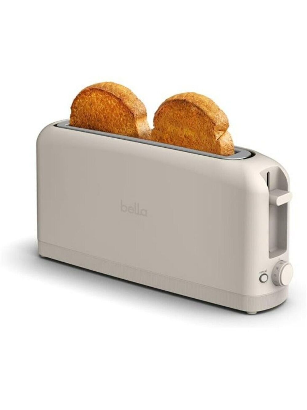 Bella Slim 2 Slice Toaster Long Slot Shade Control Removable Tray Oatmilk